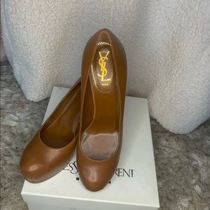 YSL Nappa Cognac Heels - NEW Size 11US UK9